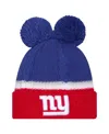 New Era Women's Royal New York Giants Double Bubble Cuffed Knit Hat With Poms In Royal
