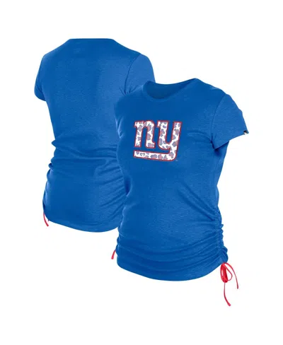 New Era Women's Royal New York Giants Ruched Side T-shirt In Blue