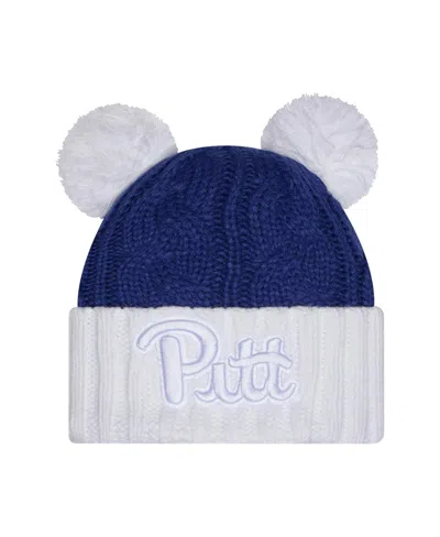 New Era Women's Royal Pitt Panthers Tonal Cuffed Knit Hat With Double Poms In Blue