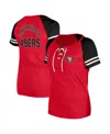 New Era Women's Scarlet San Francisco 49ers Lace-up Raglan T-shirt In Scarlet