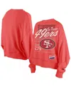 New Era Women's Scarlet San Francisco 49ers Oversized Throwback Mineral Wash Crew Neck Sweatshirt In Red