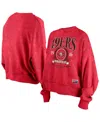 New Era Women's Scarlet San Francisco 49ers Throwback Boxy Sweatshirt In Scarlet
