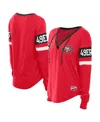 New Era Women's Scarlet San Francisco 49ers Throwback Lace-up Long-sleeve T-shirt In Red