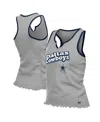New Era Women's Silver Dallas Cowboys Lettuce Hem Notch Neck Tri-blend Tank Top In Gray