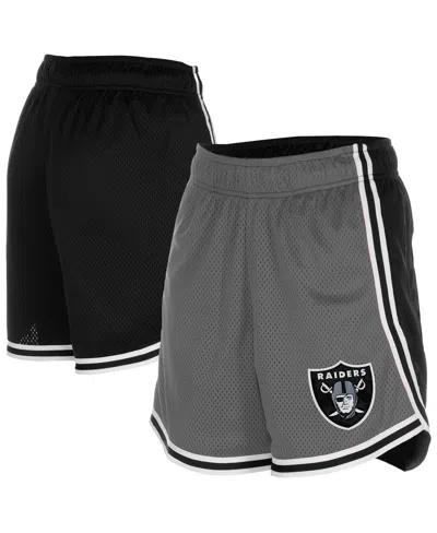 New Era Women's Silver/black Las Vegas Raiders Sport Classics Mesh Shorts In Multi