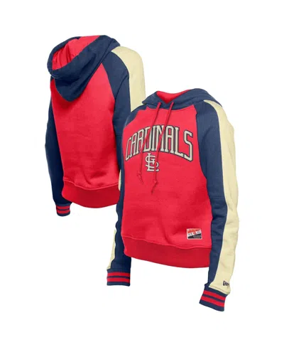 New Era Women's St. Louis Cardinals Cooperstown Collection Cropped Raglan Hoodie In Red