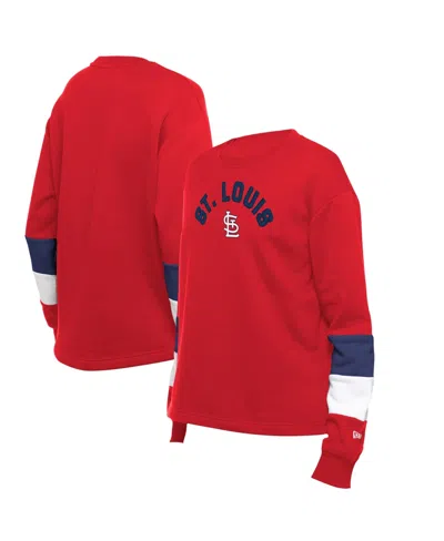 New Era Women's St. Louis Cardinals Game Day Color Block Graphic Sweatshirt In Red
