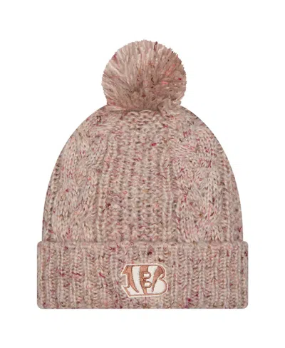 New Era Women's Stone Cincinnati Bengals Trendy Tone Cuffed Pom With Knit Hat In Pattern