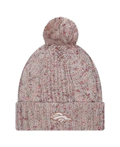 New Era Women's Stone Denver Broncos Trendy Tone Cuffed Knit Hat With Pom