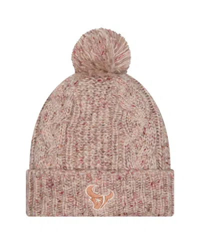 New Era Women's Stone Houston Texans Trendy Tone Cuffed Knit Hat With Pom In Gray