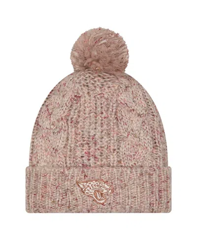 New Era Women's Stone Jacksonville Jaguars Trendy Tone Cuffed With Pom Knit Hat In Brown