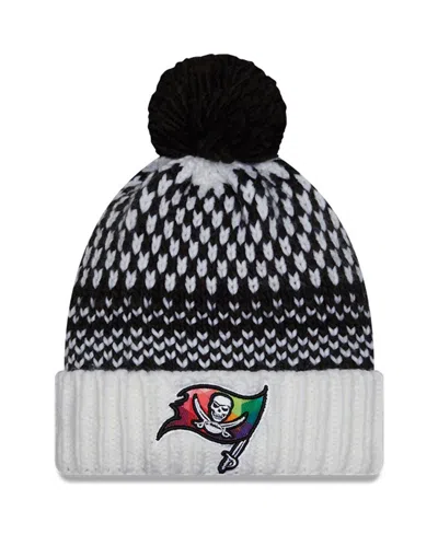 New Era Women's Tampa Bay Buccaneers 2023 Nfl Crucial Catch Cuffed Pom Knit Hat In Black,white