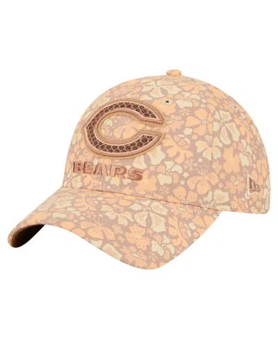 New Era Women's Tan Chicago Bears Floral 9twenty Adjustable Hat In Brown