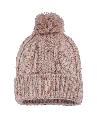 New Era Women's Tan Uswnt Cuffed Knit Hat With Pom