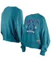 New Era Women's Teal Charlotte Hornets Hardwood Classics Enzyme Wash Oversized Boxy Pullover Sweatshirt In Teal