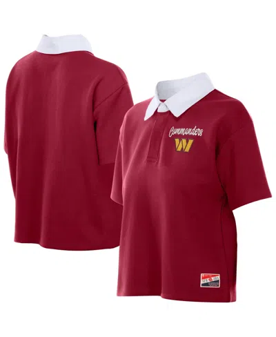 New Era Women's Washington Commanders Boxy Cropped Polo In Red
