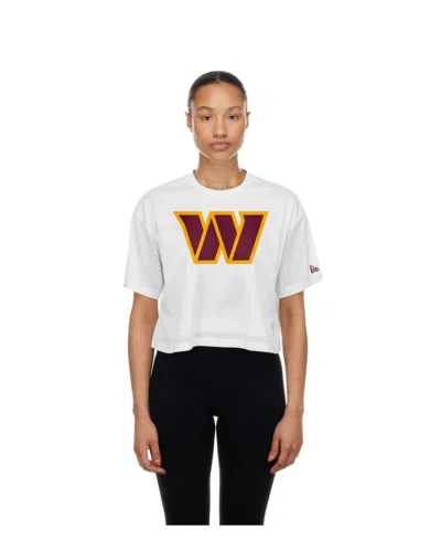New Era Women's Washington Commanders Cropped Boxy Mesh T-shirt In White