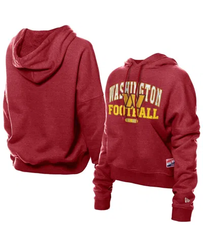 New Era Women's Washington Commanders Throwback Boxy Long-sleeve Hoodie Sweatshirt In Red
