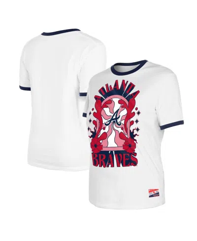 New Era Women's White Atlanta Braves Oversized Ringer T-shirt