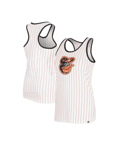 New Era Women's White Baltimore Orioles Gameday Pinstripe Tank Top