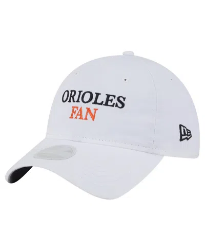 New Era Women's White Baltimore Orioles Team Fan 9twenty Adjustable Hat In Gray