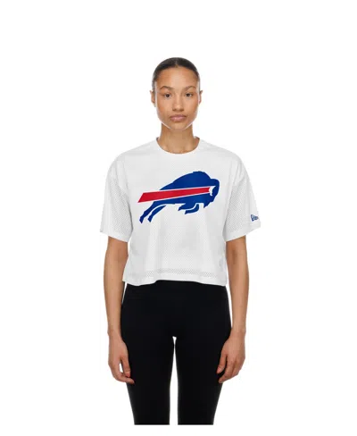 New Era Women's White Buffalo Bills Summer Mesh Cropped Boxy T-shirt