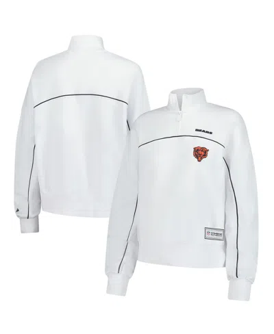 New Era Women's White Chicago Bears Functional Fandom Quarter-zip Sweatshirt In Brown