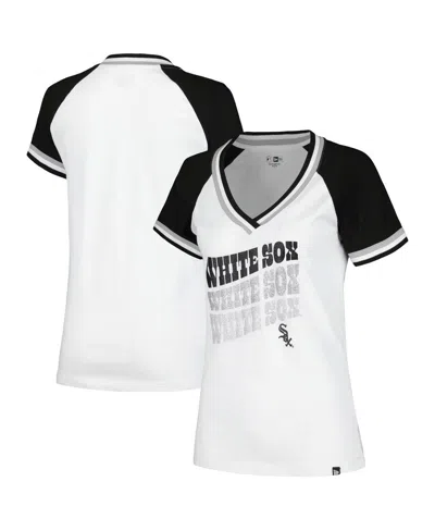 New Era Women's White Chicago White Sox Jersey Double Binding Raglan V-neck T-shirt
