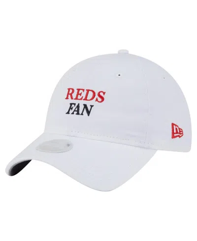 New Era Women's White Cincinnati Reds Team Fan 9twenty Adjustable Hat In Gray
