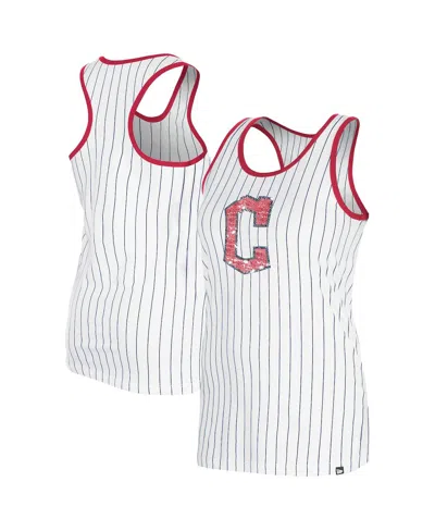 New Era Women's White Cleveland Guardians Gameday Pinstripe Tank Top
