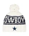 New Era Women's White Dallas Cowboys 2024 Sideline Cuffed Knit Hat With Pom In White
