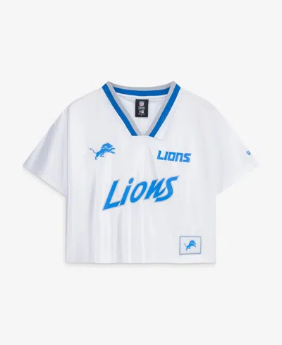 New Era Women's White Detroit Lions Sport Classics Boxy Cropped Fashion Jersey