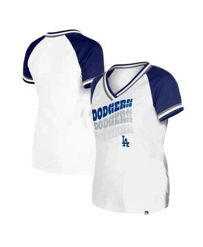 New Era Women's White San Francisco Giants Jersey Double Binding Raglan V-neck T-shirt