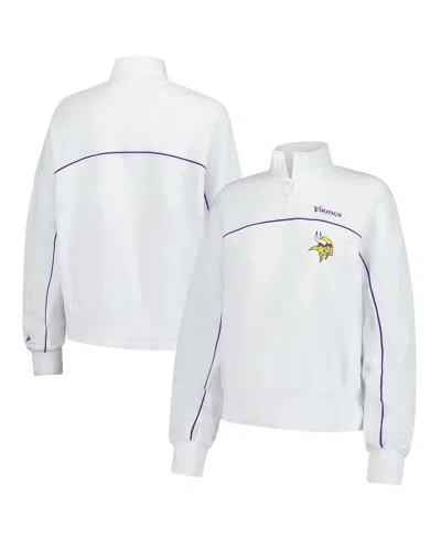New Era Women's White Minnesota Vikings Functional Fandom Quarter-zip Sweatshirt