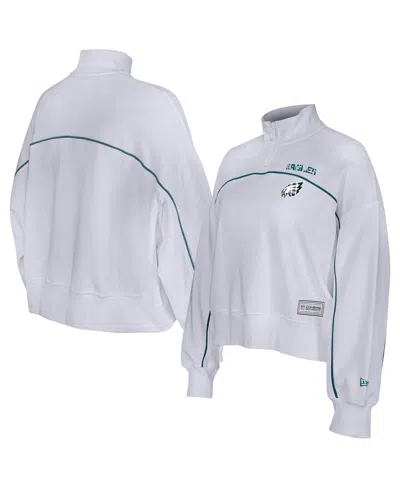 New Era Women's White Philadelphia Eagles Functional Fandom Quarter-zip Sweatshirt