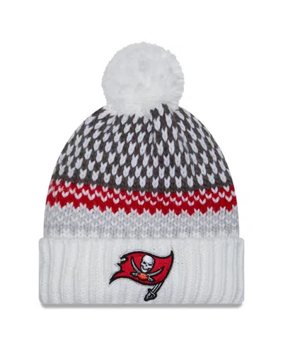 New Era Women's White Tampa Bay Buccaneers 2023 Sideline Cuffed Knit Hat With Pom