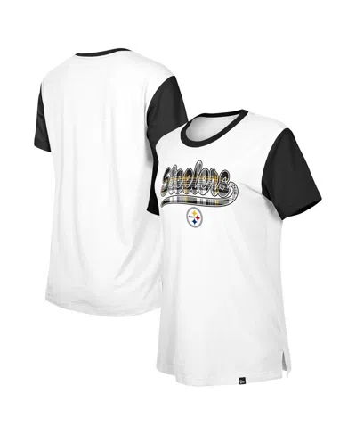 New Era Women's White/black Pittsburgh Steelers 3rd Down T-shirt In Multi