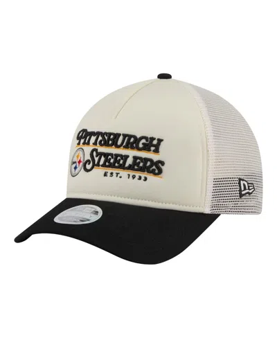 New Era Women's White/black Pittsburgh Steelers Retro A-frame 9forty Adjustable Hat In Neutral
