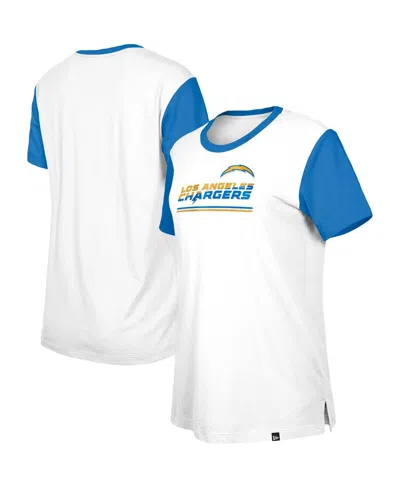 New Era Women's White/blue Los Angeles Chargers Third Down Colorblock T-shirt