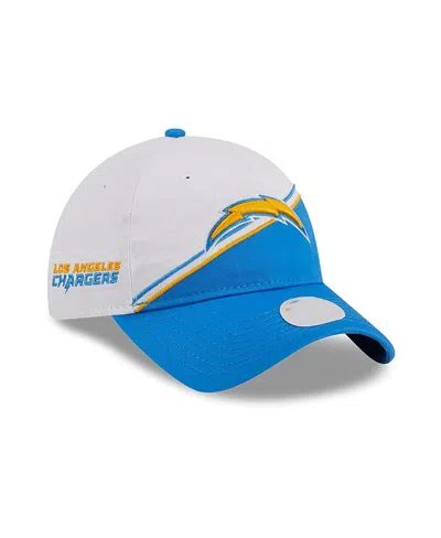 New Era Women's White/powder Blue Los Angeles Chargers 2023 Sideline 9twenty Adjustable Hat In White,powder Blue