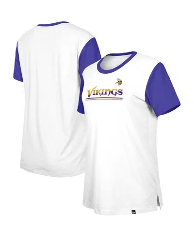 New Era Women's White/purple Minnesota Vikings Third Down Color Lock T-shirt In Multi
