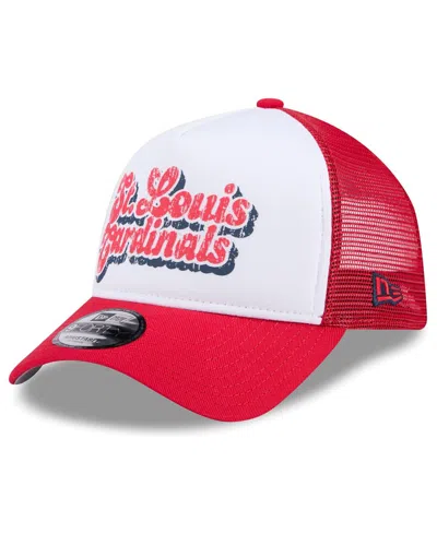 New Era Women's White/red St. Louis Cardinals Throwback Team Foam Front A-frame Trucker 9forty Adjustable Ha
