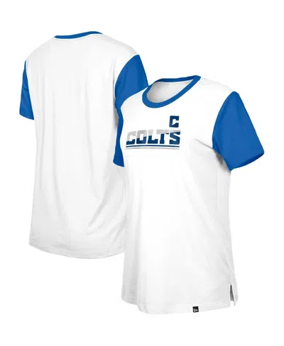 New Era Women's White/royal Indianapolis Colts Third Down Colorblock T-shirt In Multi