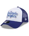 New Era Women's White/royal Los Angeles Dodgers Throwback Team Foam Front A-frame Trucker 9forty Adjustable In White Roya
