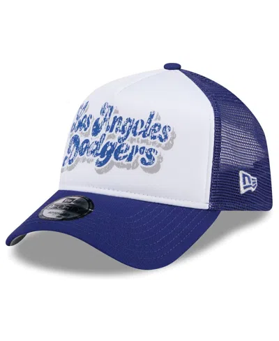 New Era Women's White/royal Los Angeles Dodgers Throwback Team Foam Front A-frame Trucker 9forty Adjustable In Blue