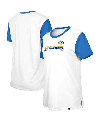 New Era Women's White/royal Los Angeles Rams Third Down Colorblock T-shirt