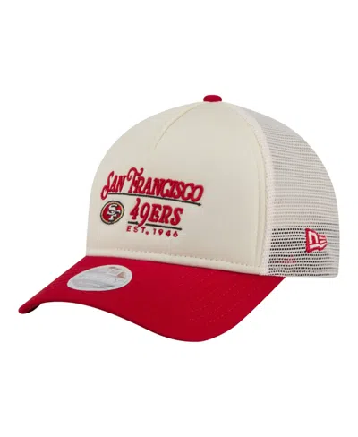 New Era Women's White/scarlet San Francisco 49ers Retro A-frame 9forty Adjustable Hat In Cream,scarlet