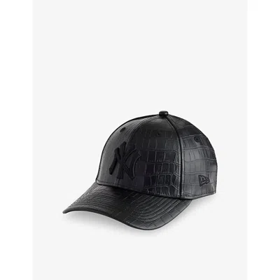 New Era Womens 9forty New York Yankees Faux-leather Baseball Cap Black