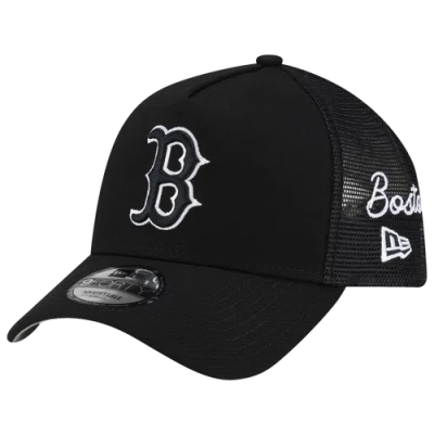 New Era Womens Boston Red Sox Red Sox 940af Script Trucker Cap In Black
