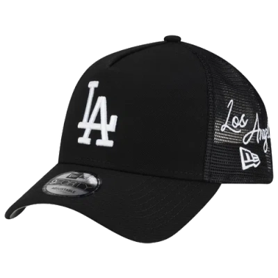 New Era Womens Los Angeles Dodgers Dodgers 940af Script Trucker Cap In Black